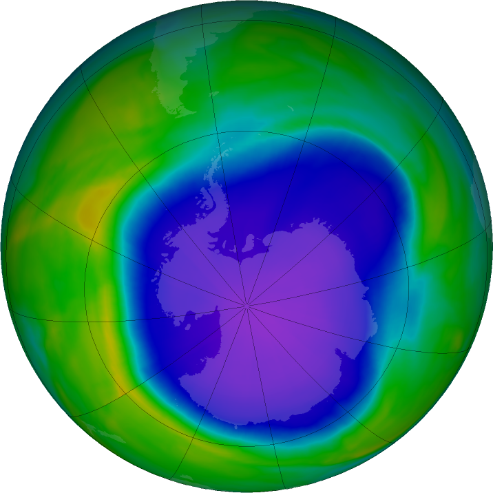 Antarctic ozone map for 03 October 2022